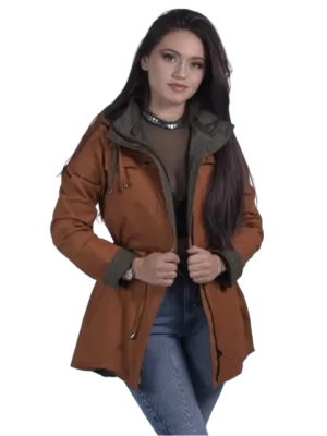 Chaqueta Parka Doble Verde/Café